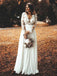 Long Sleeves See Through Beach Wedding Dresses, Chiffon Wedding Gown, WD695