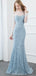 Long Sleeves Tiffany Blue Mermaid Evening Prom Dresses, Evening Party Prom Dresses, 12287