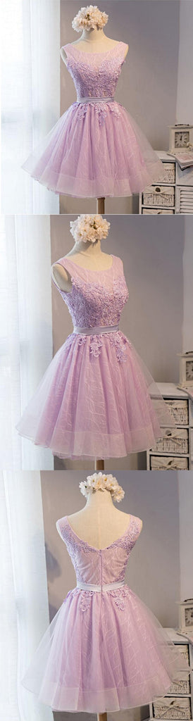Lovely Lilac Lace Short Homecoming Prom Dresses, Affordable Short Party Prom Sweet 16 Dresses, Perfect Homecoming Cocktail Dresses, CM373
