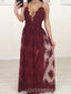 Maroon Side Slit Lace Cheap Long Evening Prom Dresses, Custom Sweet16 Dresses, 18416