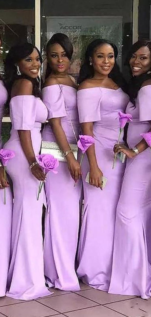 Mermaid Off The Shoulder Pink Cheap Long Bridesmaid Dresses Online, WG857