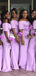 Mermaid Off The Shoulder Pink Cheap Long Bridesmaid Dresses Online, WG857