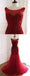 Mermaid See Through Red Long Evening Prom Dresses, Cheap Custom Party Prom Dresses, 18598