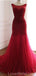 Mermaid See Through Red Long Evening Prom Dresses, Cheap Custom Party Prom Dresses, 18598