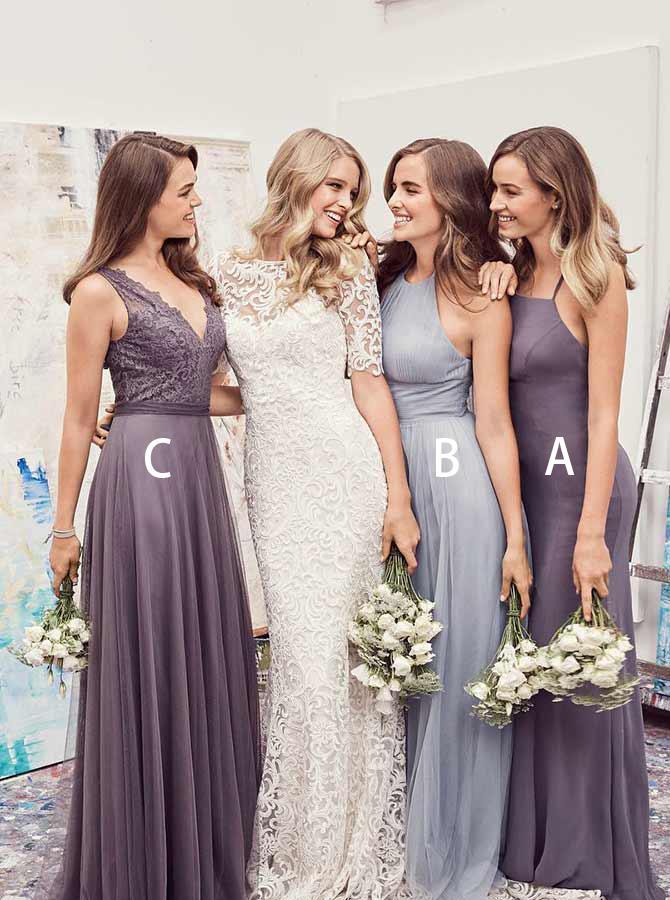 Misatched Chiffon Custom Made Long Cheap Bridesmaid Dresses Online, WG320