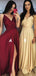 Mismatched A-line Spaghetti Straps V-neck Cheap Long Prom Dresses Online,12616