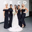 Mismatched Black Mermaid Cheap Long Bridesmaid Dresses Online,WG1059