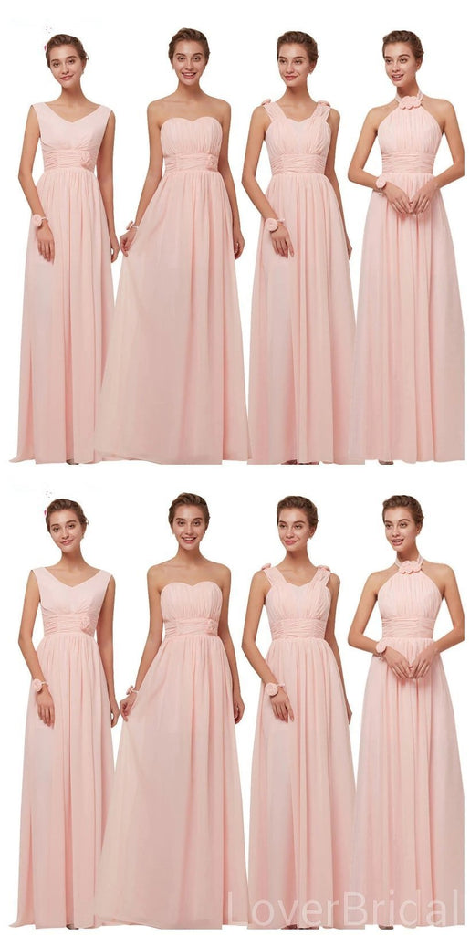 Mismatched Blush Pink Chiffon Cheap Bridesmaid Dresses Online, WG629