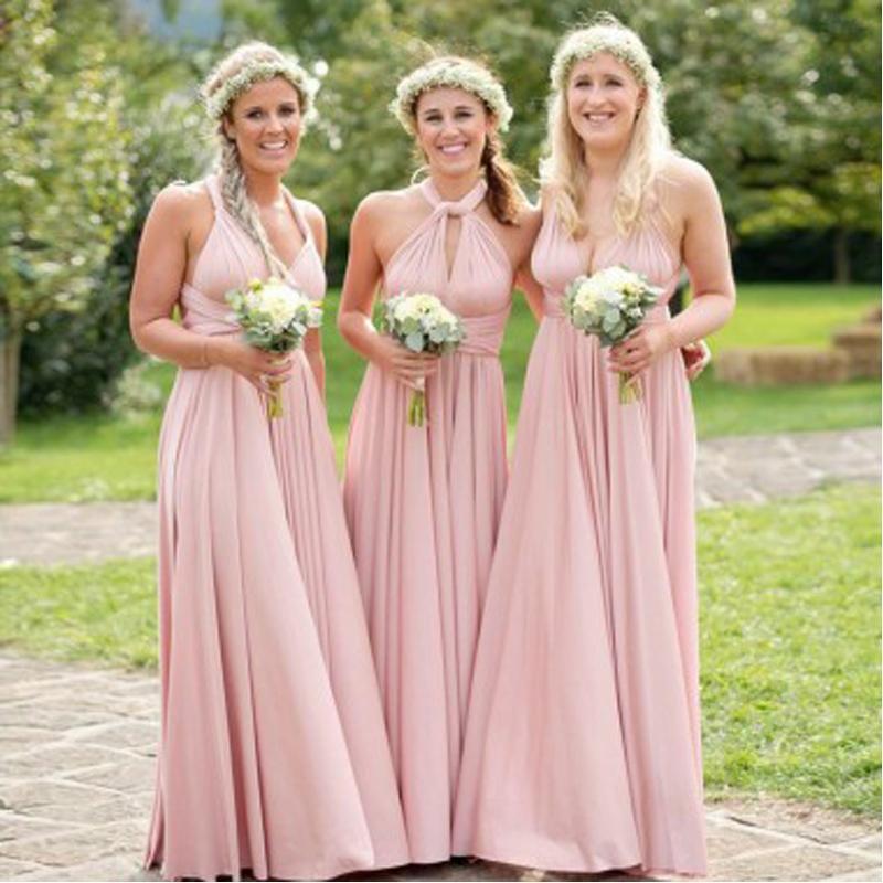 Mismatched Blush Pink Chiffon Cheap Long Bridesmaid Dresses Online, WG332