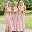 Mismatched Blush Pink Chiffon Cheap Long Bridesmaid Dresses Online, WG332