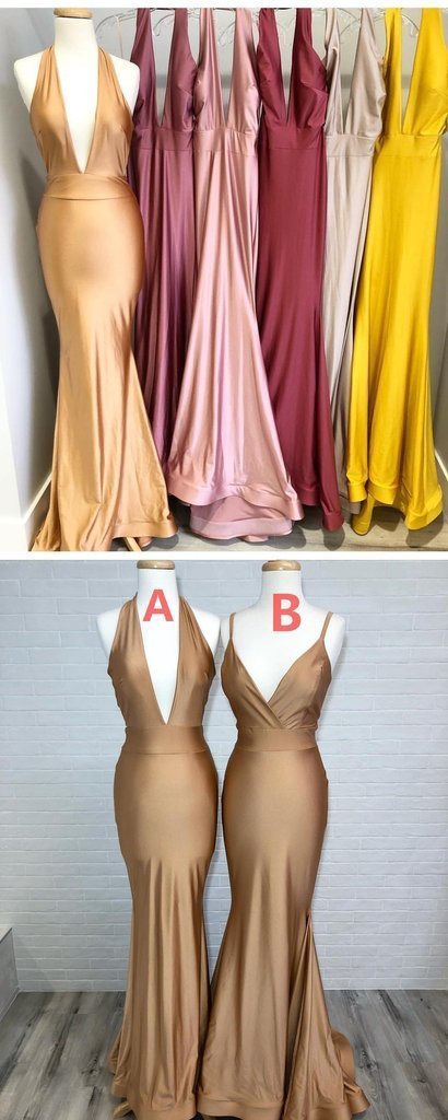 Mismatched Brown Mermaid Sexy Cheap Bridesmaid Dresses Online, WG570