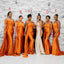 Mismatched Burnt Orange Mermaid Cheap Long Bridesmaid Dresses,WG1439