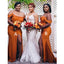 Mismatched Burnt Orange Mermaid High Slit Cheap Long Bridesmaid Dresses,WG1161