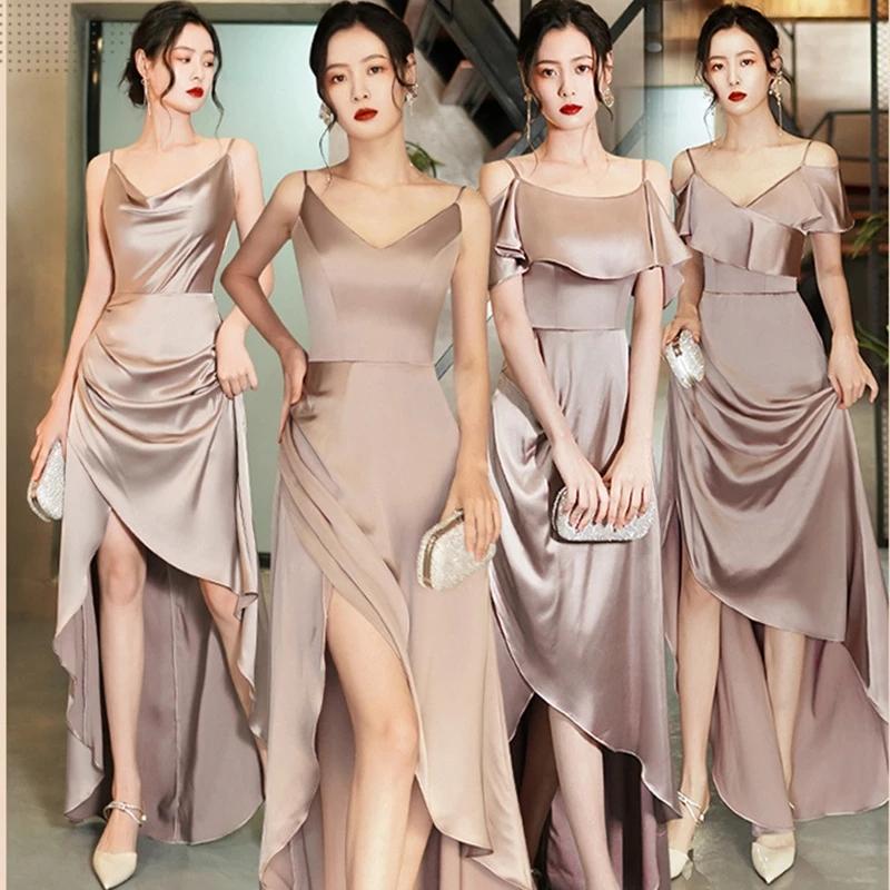 Mismatched Champagne Sexy Mermaid Sleeveless Long Bridesmaid Dresses Gown Online,WG910