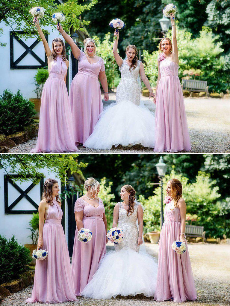 Mismatched Chiffon Lilac Custom Cheap Long Bridesmaid Dresses Online, WG243