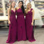 Mismatched Chiffon Purple Cheap Long Bridesmaid Dresses, WG130