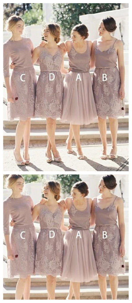 Mismatched Custom Short Lace Cheap Bridesmaid Dresses Online, WG265