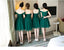 Mismatched Dark Green Tulle Short Bridesmaid Dresses, Cheap Custom Short Bridesmaid Dresses, Affordable Bridesmaid Gowns, BD023