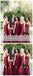 Mismatched Dark Red Sequin Custom Long Bridesmaid Dresses, WG223