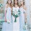 Mismatched Different Styles Chiffon Light Blue Sexy A Line Floor-Length Cheap Bridesmaid Dresses, WG104