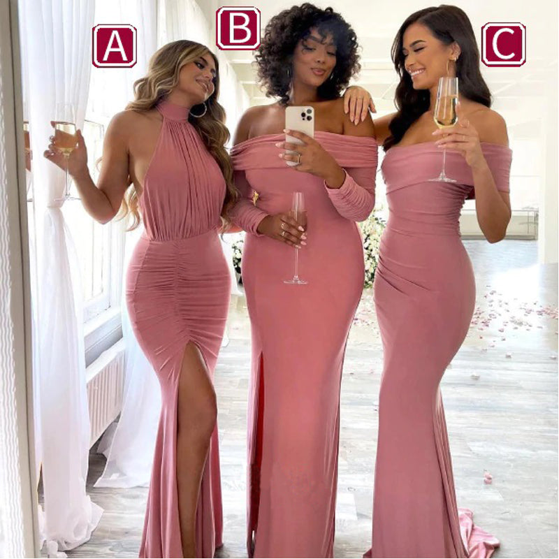 Mismatched Dusty Rose Mermaid Cheap Long Bridesmaid Dresses,WG1120