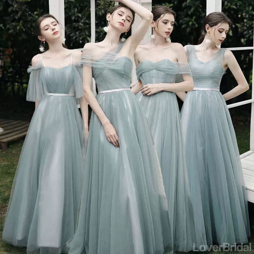 Mismatched Green A-line Cheap Long Bridesmaid Dresses Online,WG1080