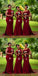 Mismatched Mermaid Burgundy Cheap Long Bridesmaid Dresses,WG1164