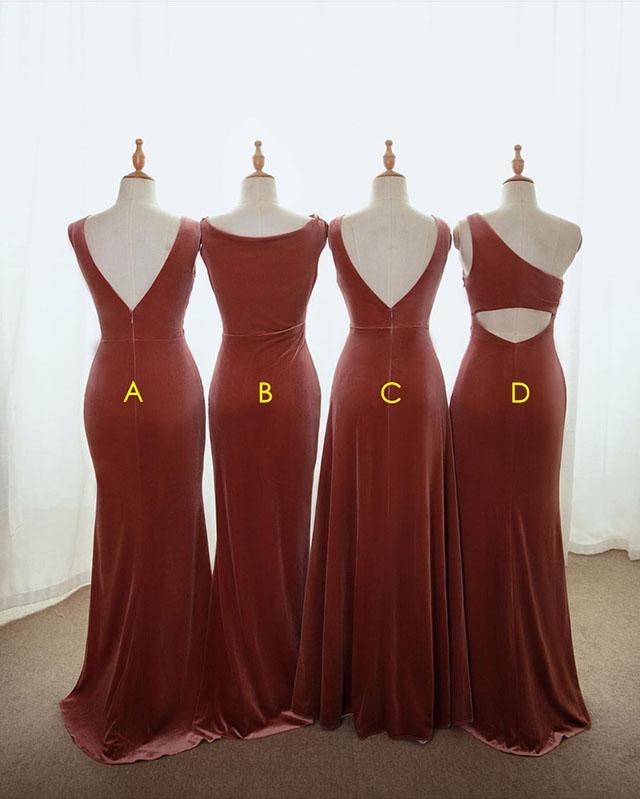 Mismatched Mermaid Dusty Rose Cheap Long Bridesmaid Dresses Online,WG970