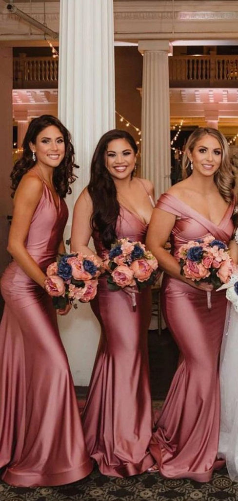 Mismatched Mermaid Dusty Rose Long Bridesmaid Dresses Gown Online,WG936