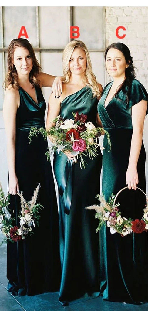 Mismatched Mermaid Green Sleeveless Cheap Long Bridesmaid Dresses Online,WG966