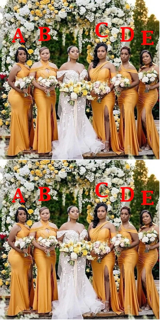Mismatched Mermaid Yellow Cheap Long Bridesmaid Dresses,WG1165