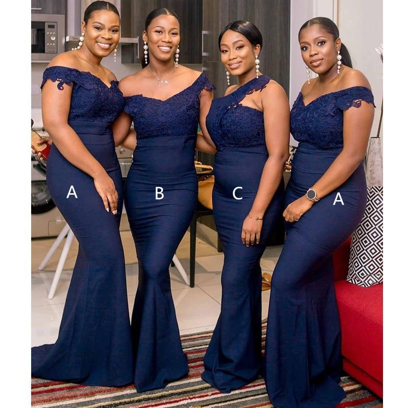 Mismatched Navy Blue Mermaid Long Bridesmaid Dresses Online, Cheap Bridesmaids Dresses, WG752