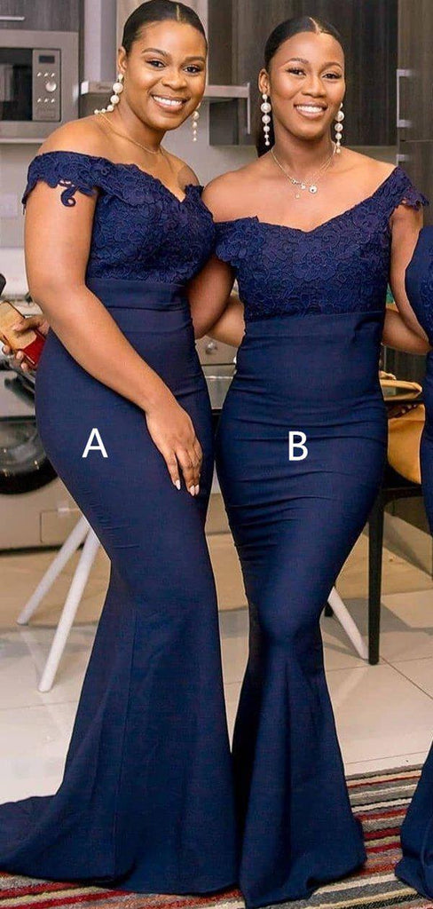 Mismatched Navy Blue Mermaid Long Bridesmaid Dresses Online, Cheap Bridesmaids Dresses, WG752