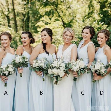 Mismatched Pale Blue Chiffon Cheap Long Bridesmaid Dresses Online, WG363