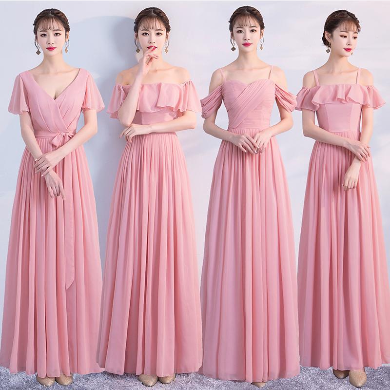 Mismatched Pink Chiffon Cheap Bridesmaid Dresses Online,WG755