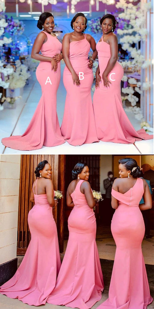 Mismatched Pink Mermaid Cheap Long Bridesmaid Dresses Online,WG1146