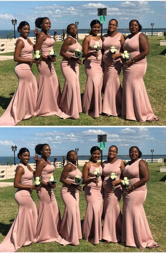 Mismatched Pink Mermaid Cheap Long Bridesmaid Dresses Online,WG1391