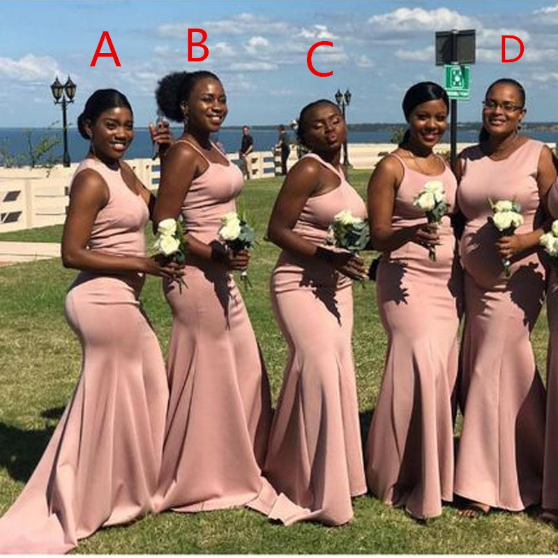 Mismatched Pink Mermaid Cheap Long Bridesmaid Dresses Online,WG1391