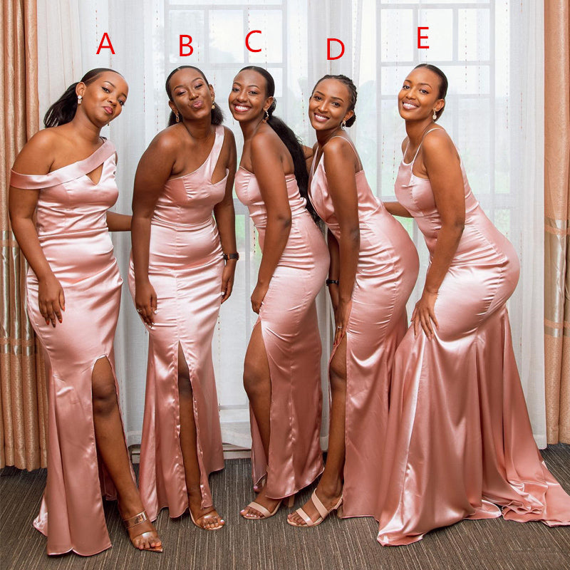 Mismatched Pink Mermaid Cheap Long Bridesmaid Dresses Online,WG1468