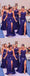 Mismatched Purple Mermaid High Slit Cheap Long Bridesmaid Dresses,WG1153