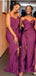 Mismatched Purple Side Slit Cheap Long Cheap Bridesmaid Dresses Online, WG675