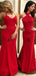 Mismatched Red Mermaid Cheap Long Bridesmaid Dresses,WG1181