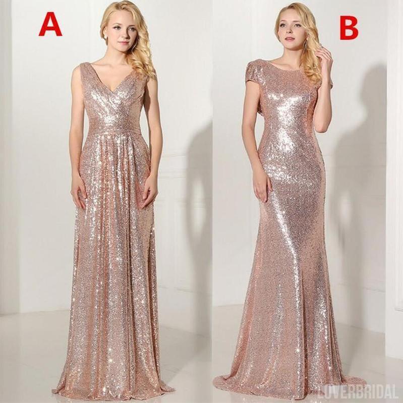 Mismatched Rose Gold Sequin Cheap Bridesmaid Dresses Online, WG777