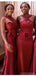 Mismatched Sexy Mermaid Dark Red Cheap Long Bridesmaid Dresses Gown, WG883