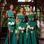 Mismatched Sexy Mermaid High Slit Green Long Bridesmaid Dresses Gown Online,WG939