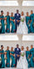 Mismatched Teal Mermaid Cheap Long Bridesmaid Dresses Online,WG1266