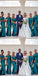 Mismatched Teal Mermaid Cheap Long Bridesmaid Dresses Online,WG1266