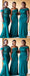 Mismatched Teal Mermaid Cheap Long Bridesmaid Dresses,WG1288