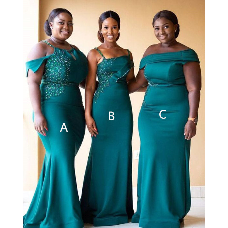 Mismatched Teal Mermaid Cheap Long Bridesmaid Dresses,WG1288