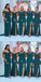 Mismatched Teal Mermaid High Slit Cheap Long Bridesmaid Dresses,WG1193